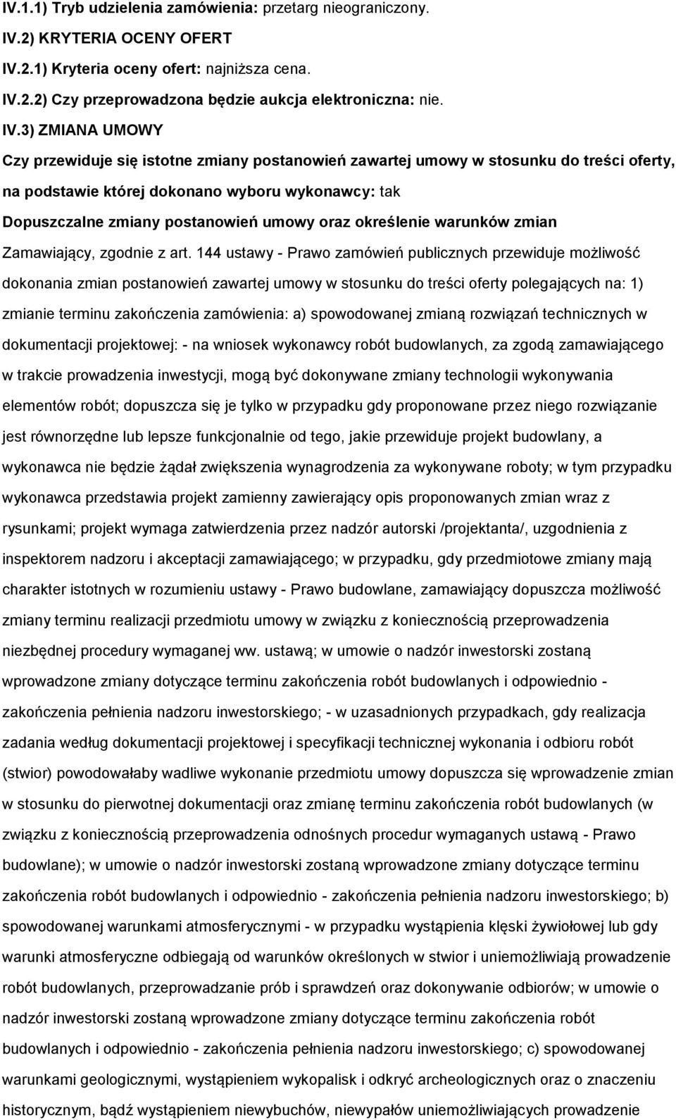 2.1) Kryteria ceny fert: najniższa cena. IV.