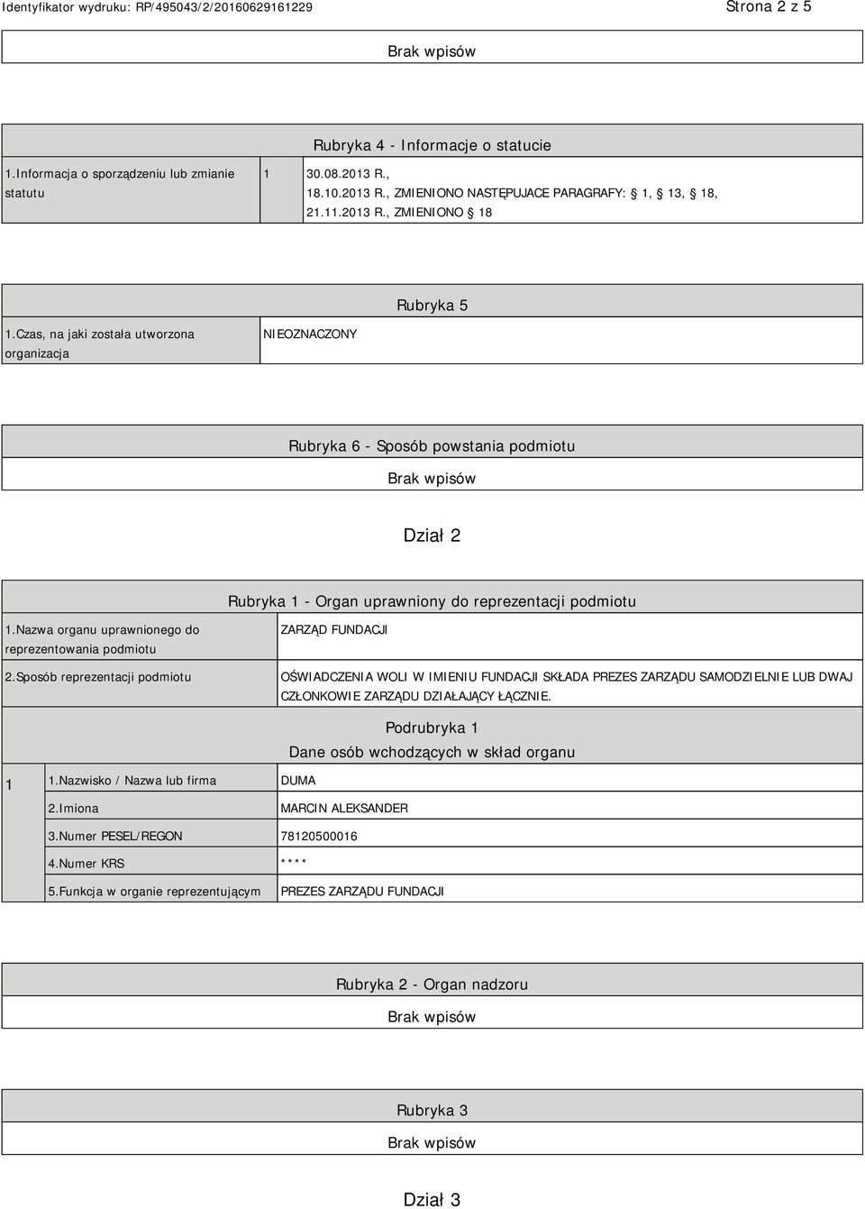 Nazwa organu uprawnionego do reprezentowania podmiotu 2.