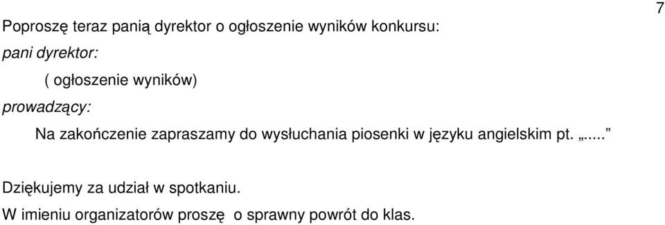 wysłuchania piosenki w języku angielskim pt.