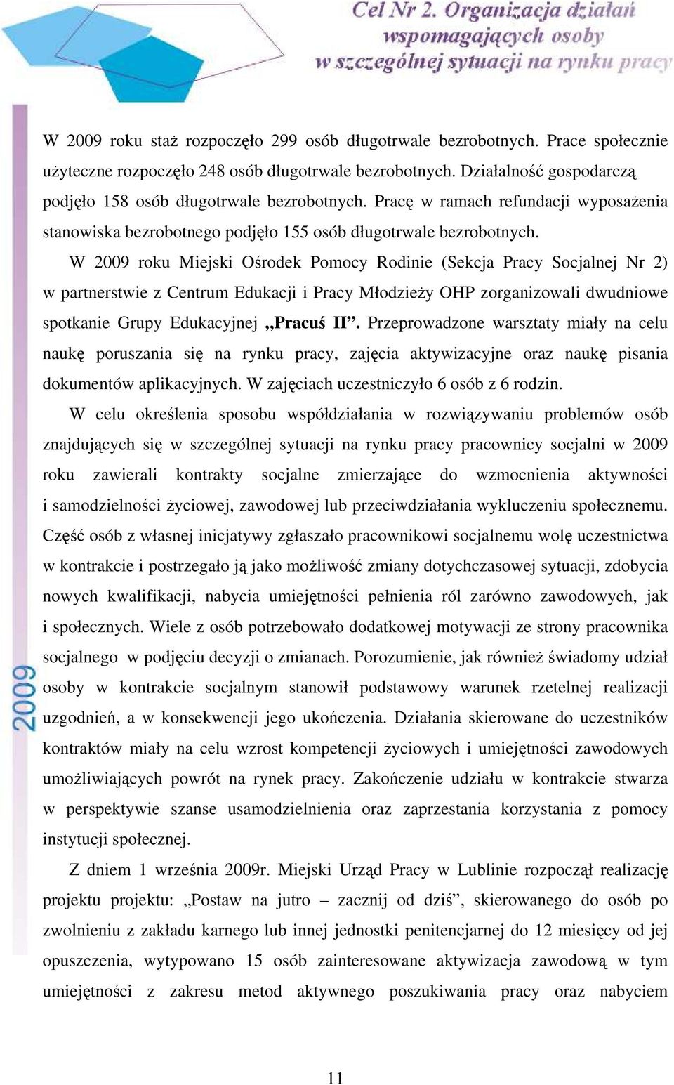 W 2009 roku Miejski Ośrodek Pomocy Rodinie (Sekcja Pracy Socjalnej Nr 2) w partnerstwie z Centrum Edukacji i Pracy Młodzieży OHP zorganizowali dwudniowe spotkanie Grupy Edukacyjnej Pracuś II.