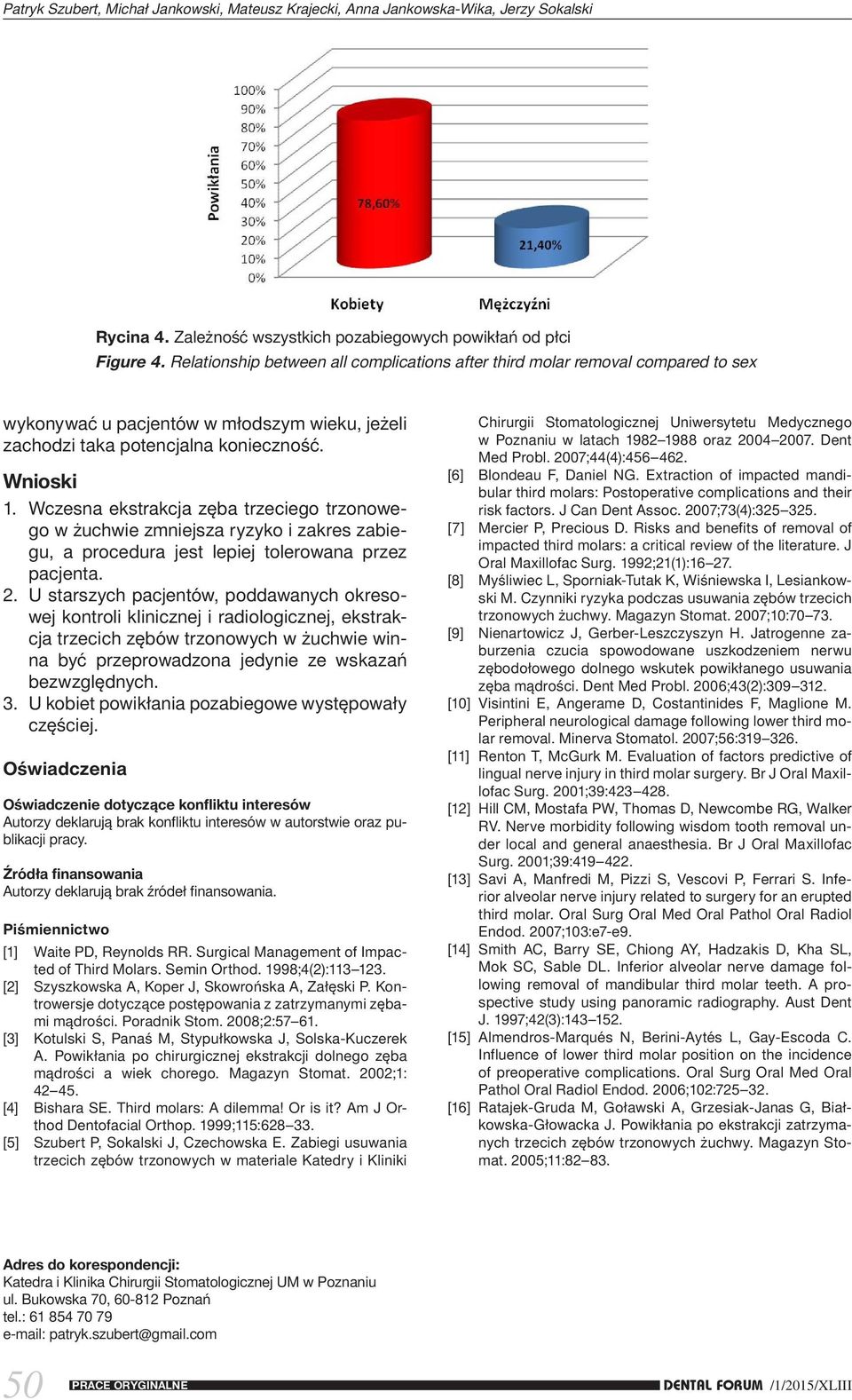 Wczesna ekstrakcja zęba trzeciego trzonowego w żuchwie zmniejsza ryzyko i zakres zabiegu, a procedura jest lepiej tolerowana przez pacjenta. 2.
