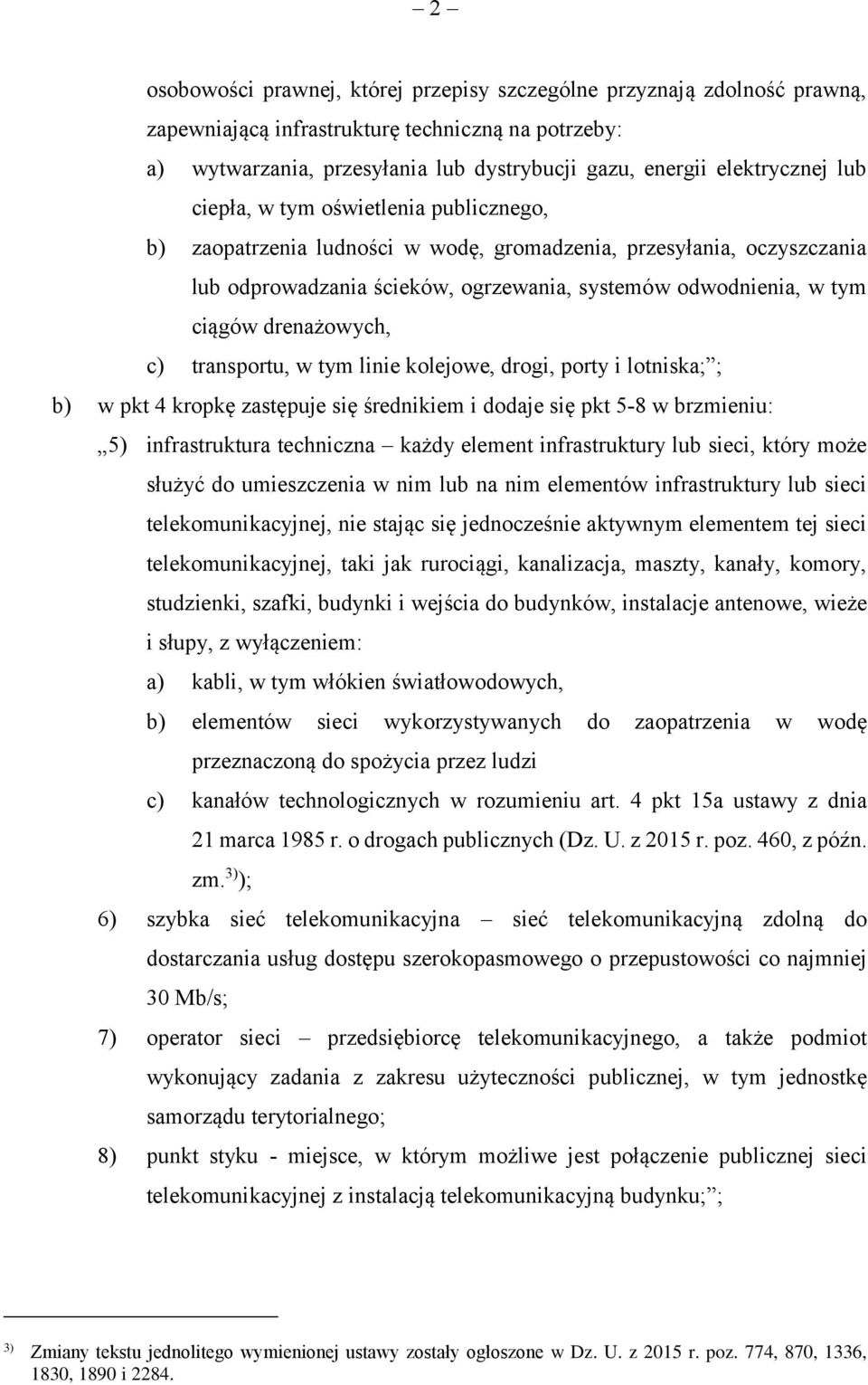 drenażowych, c) transportu, w tym linie kolejowe, drogi, porty i lotniska; ; b) w pkt 4 kropkę zastępuje się średnikiem i dodaje się pkt 5-8 w brzmieniu: 5) infrastruktura techniczna każdy element