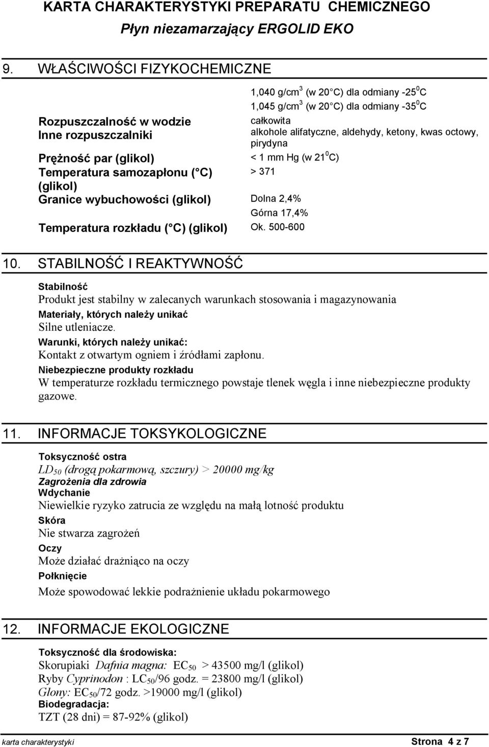 500-600 ca kowita alkohole alifatyczne, aldehydy, ketony, kwas octowy, pirydyna 10.