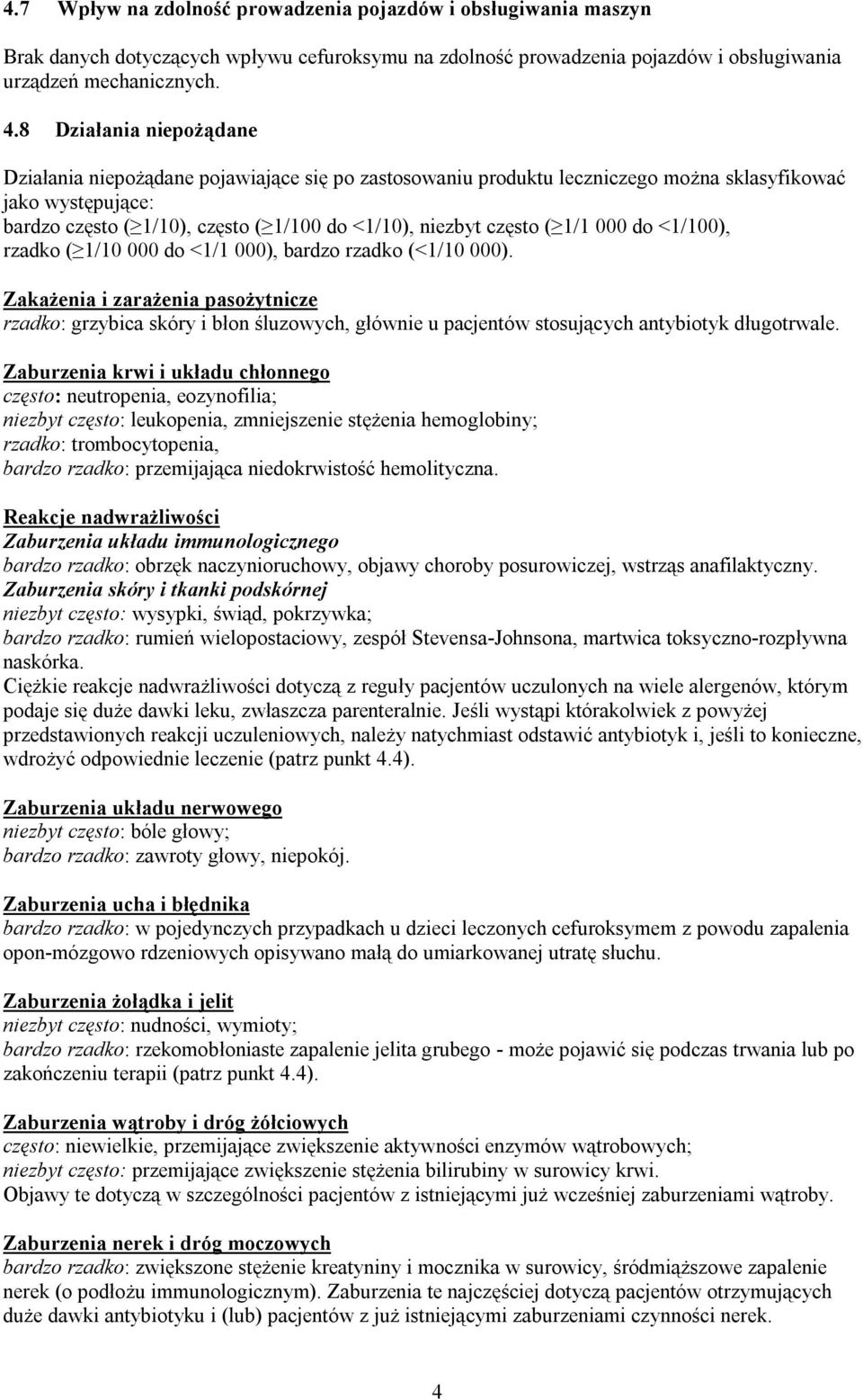 często ( 1/1 000 do <1/100), rzadko ( 1/10 000 do <1/1 000), bardzo rzadko (<1/10 000).