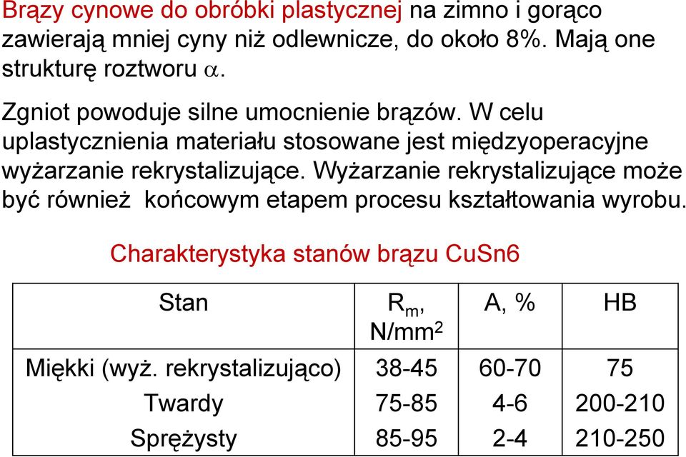 W celu uplastycznienia materiału stosowane jest międzyoperacyjne wyżarzanie rekrystalizujące.