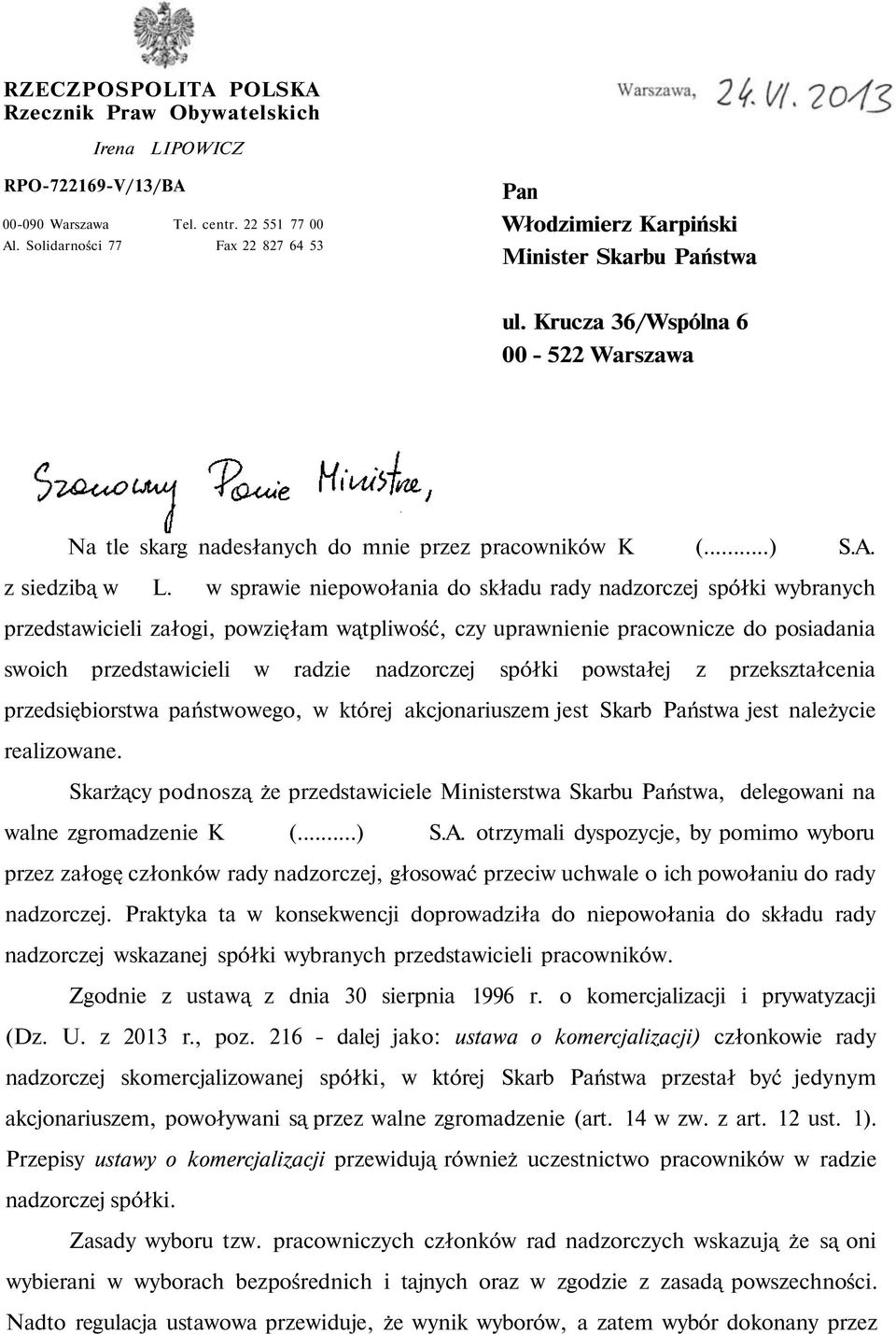 z siedzibą w L.