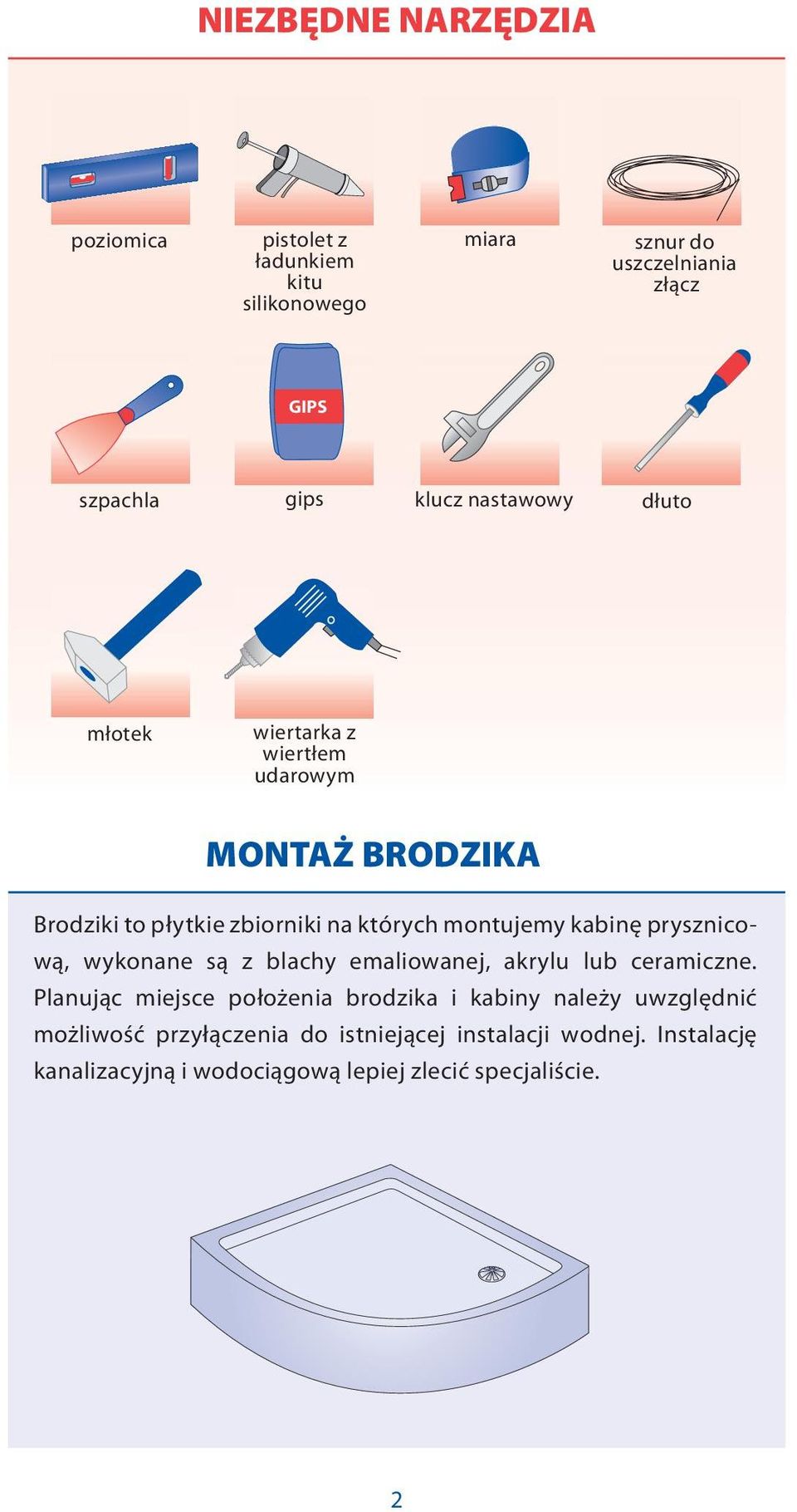 prysznicową, wykonane są z blachy emaliowanej, akrylu lub ceramiczne.