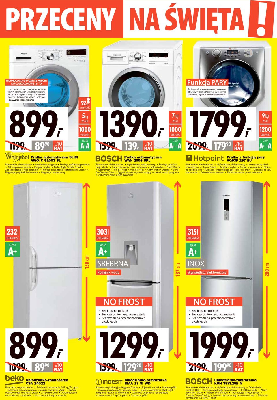 jakość prania 899, Pralka automatyczna SLIM AWO/C 51003 SL Sterowanie elektroniczne Automatyka wagowa Funkcja opóźnionego startu 18 programów prania szybki Technologia Szósty Zmysł Zabezpieczenie