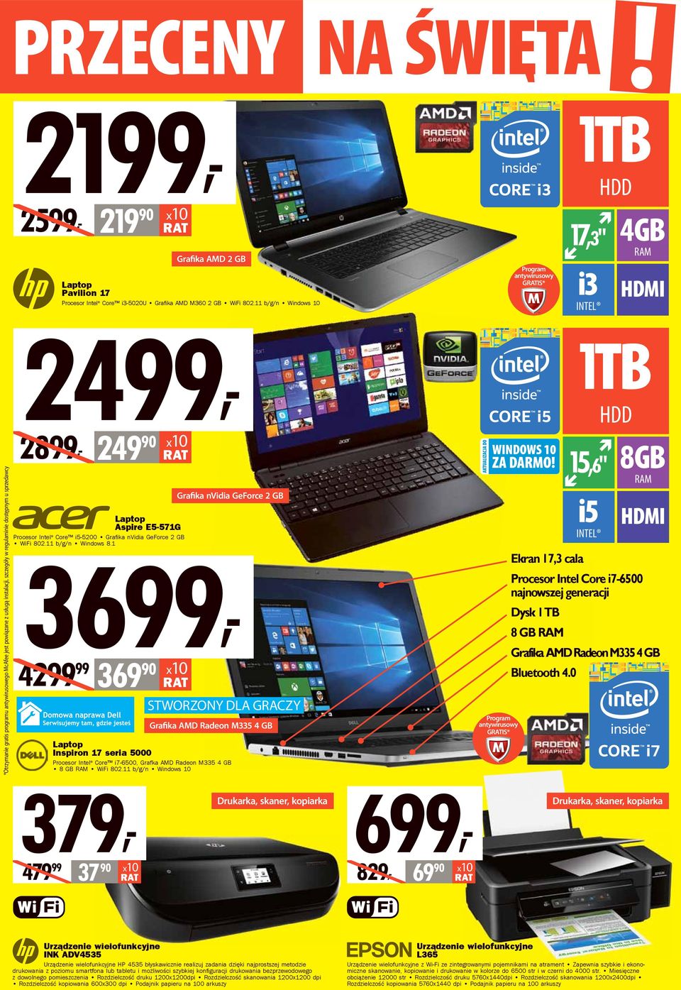 Intel Core i3-5020u Grafika AMD M360 2 GB WiFi 802.