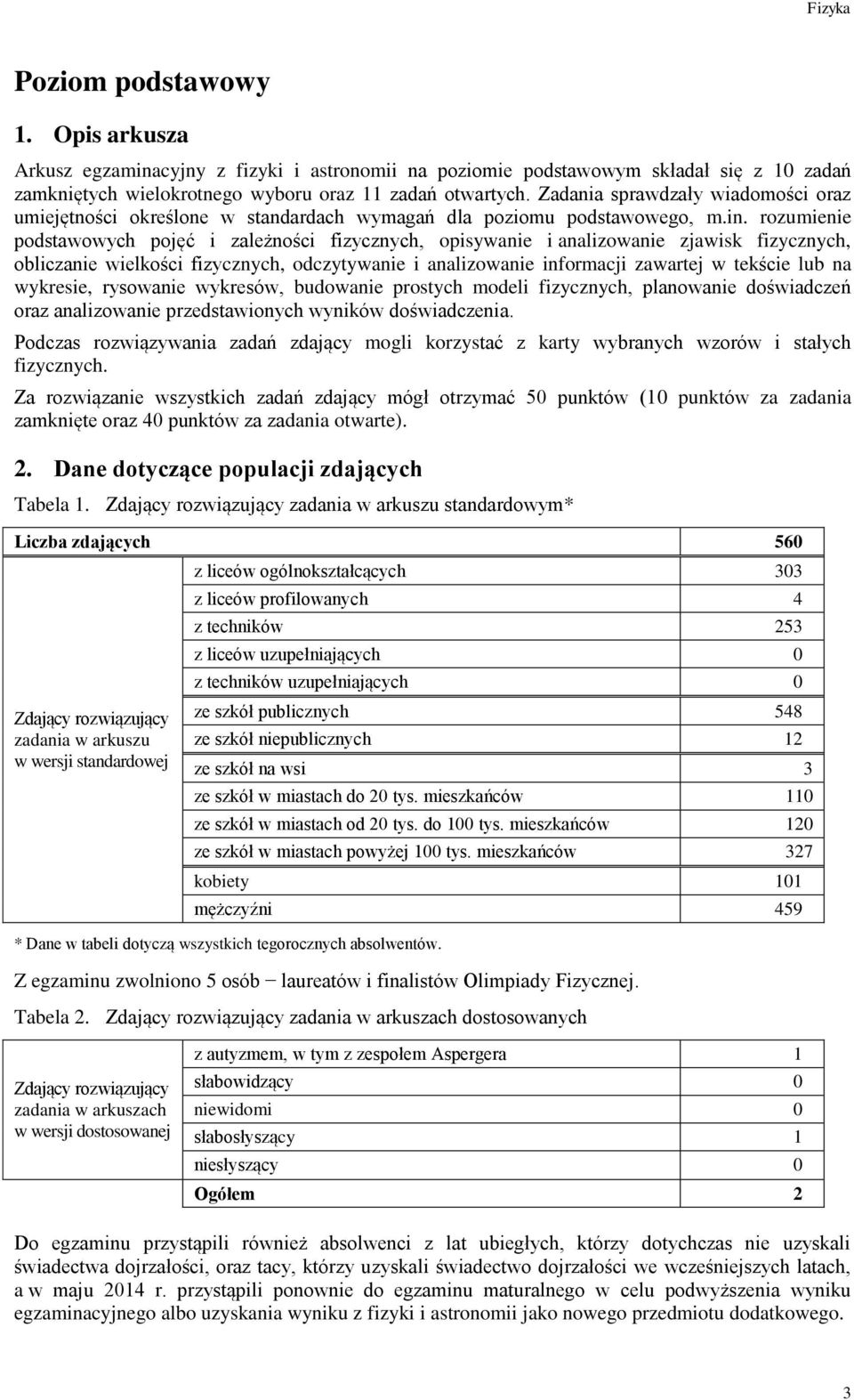 rozumienie podstawowych pojęć i zależności fizycznych, opisywanie i analizowanie zjawisk fizycznych, obliczanie wielkości fizycznych, odczytywanie i analizowanie zawartej w tekście lub na wykresie,