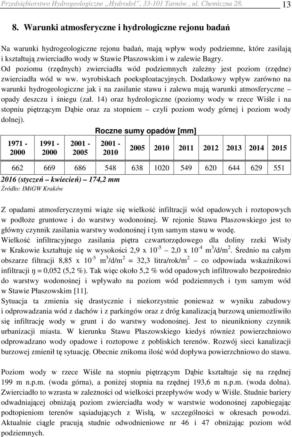 Bagry. Od poziomu (rzędnych) zwierciadła wód podziemnych zależny jest poziom (rzędne) zwierciadła wód w ww. wyrobiskach poeksploatacyjnych.