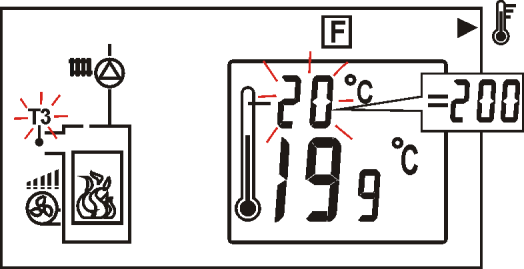 Metoda bazuje na wskazaniach temperatury czujnika spalin T3. Polega na ciągłej, płynnej modulacji obrotów wentylatora w celu stabilizacji temperatury spalin.