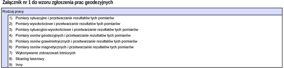 4) Pomiary osnów geodezyjnych i przetwarzanie rezultatów tych pomiarów 5) Pomiary osnów grawimetrycznych i przetwarzanie rezultatów tych