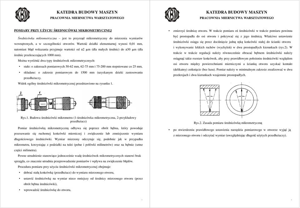 o zakresach pomiarowych 50-62 mm, 62-75 mm i 75-200 mm stopniowane co 25 mm, składane: o zakresie pomiarowym do 1500 mm (uzyskanym dzieki zastosowaniu przedłuŝaczy Widok ogólny średnicówki