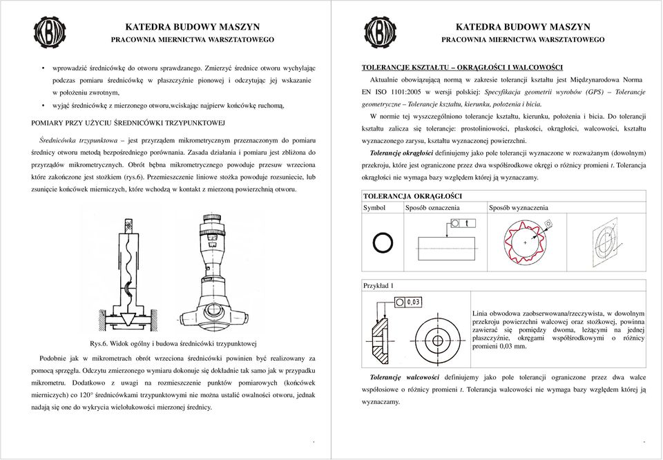 średnicy otworu metodą bezpośredniego porównania Zasada działania i pomiaru jest zbliŝona do przyrządów mikrometrycznych Obrót bębna mikrometrycznego powoduje przesuw wrzeciona które zakończone jest