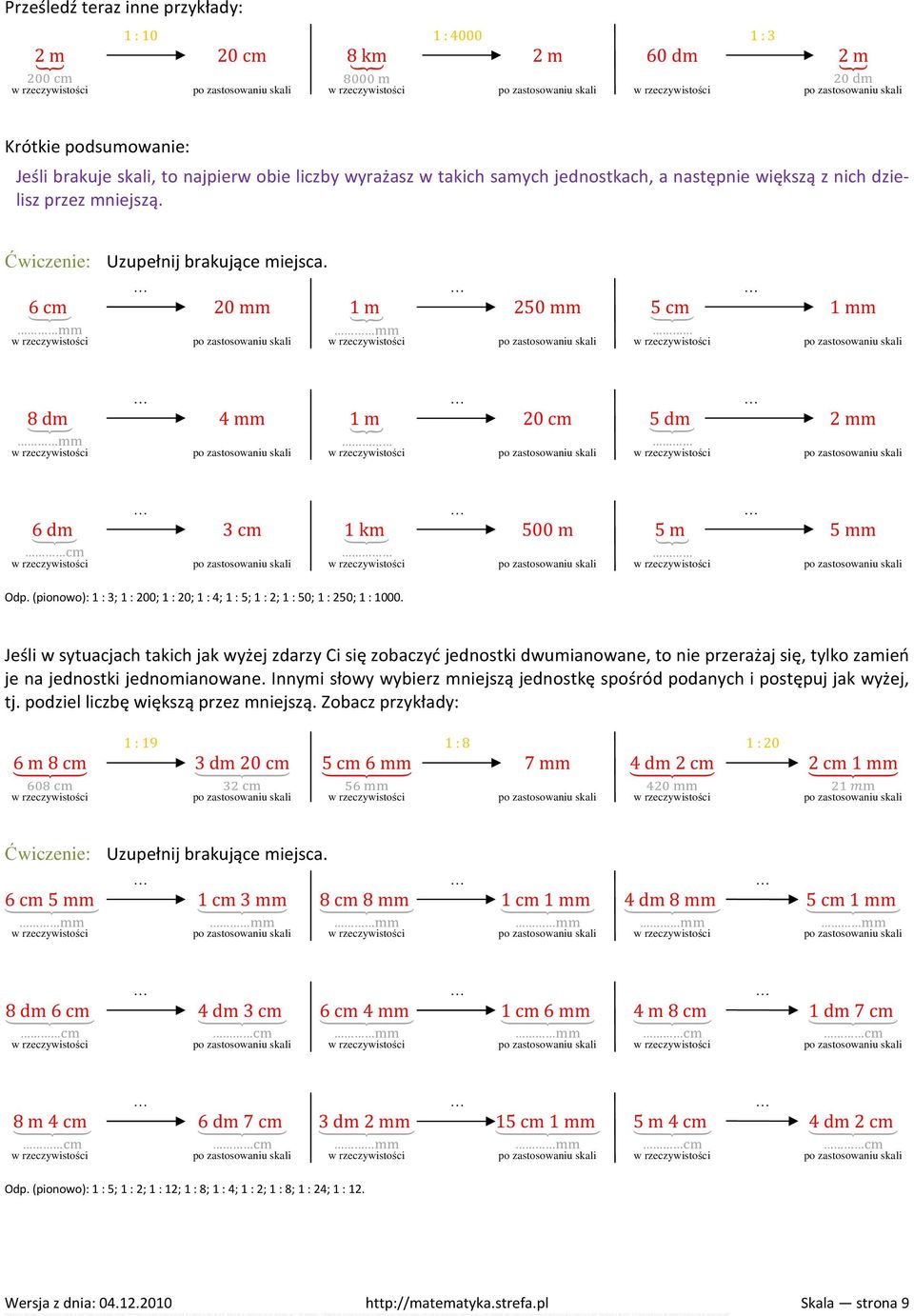 (pionowo): 1 : 3; 1 : 200; 1 : 20; 1 : 4; 1 : 5; 1 : 2; 1 : 50; 1 : 250; 1 : 1000.