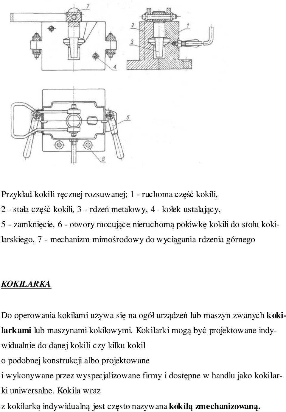 lub maszyn zwanych kokilarkami lub maszynami kokilowymi.