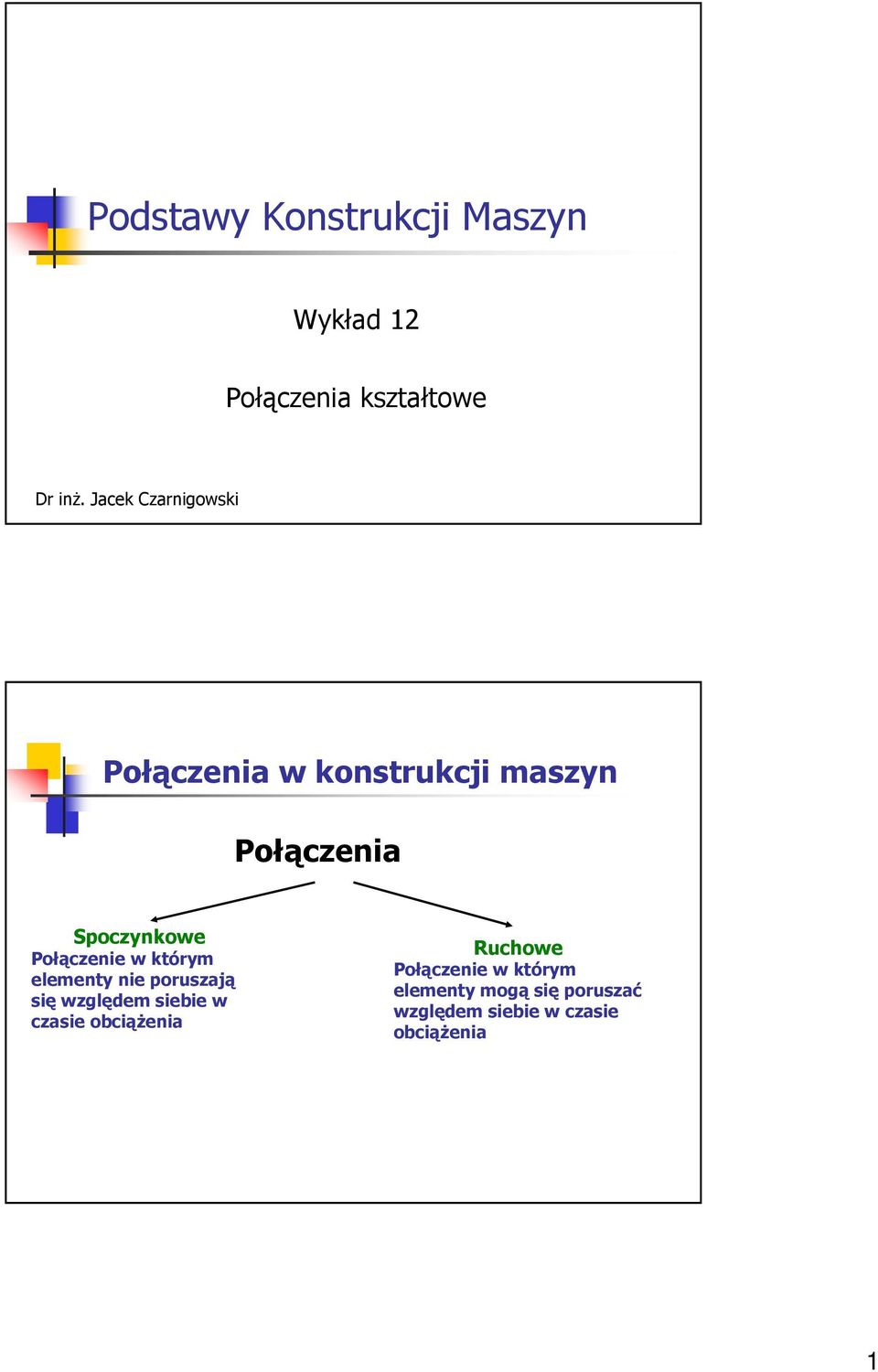 ołączenie w którym elementy nie poruzają ię wzglęem iebie w czaie