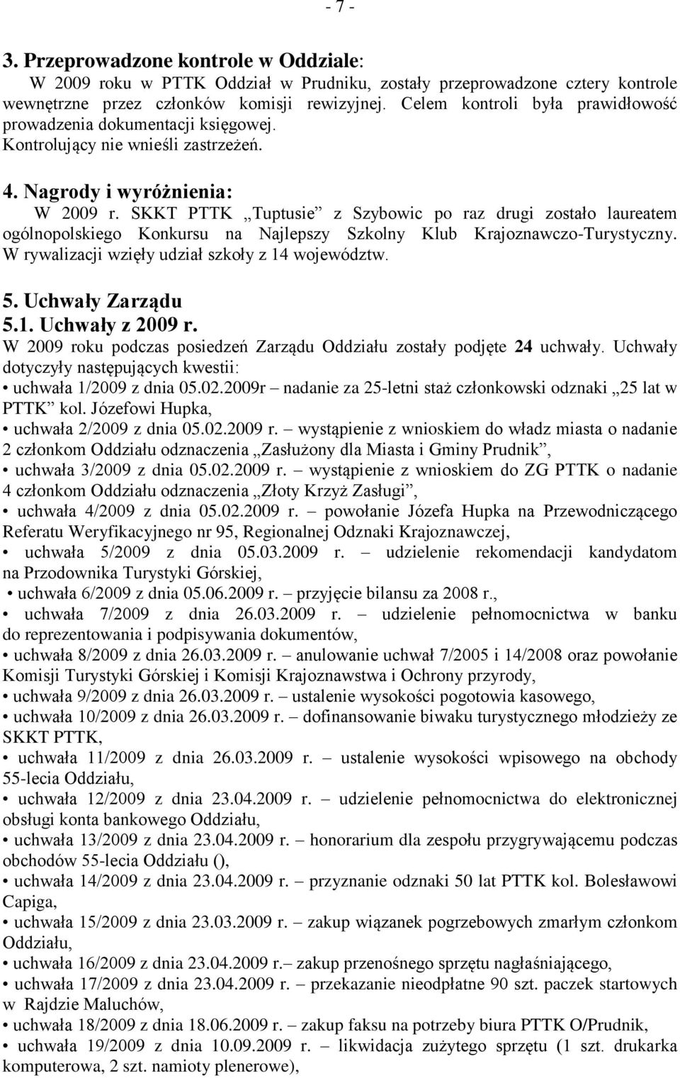 SKKT PTTK Tuptusie z Szybowic po raz drugi zostało laureatem ogólnopolskiego Konkursu na Najlepszy Szkolny Klub Krajoznawczo-Turystyczny. W rywalizacji wzięły udział szkoły z 14 województw. 5.