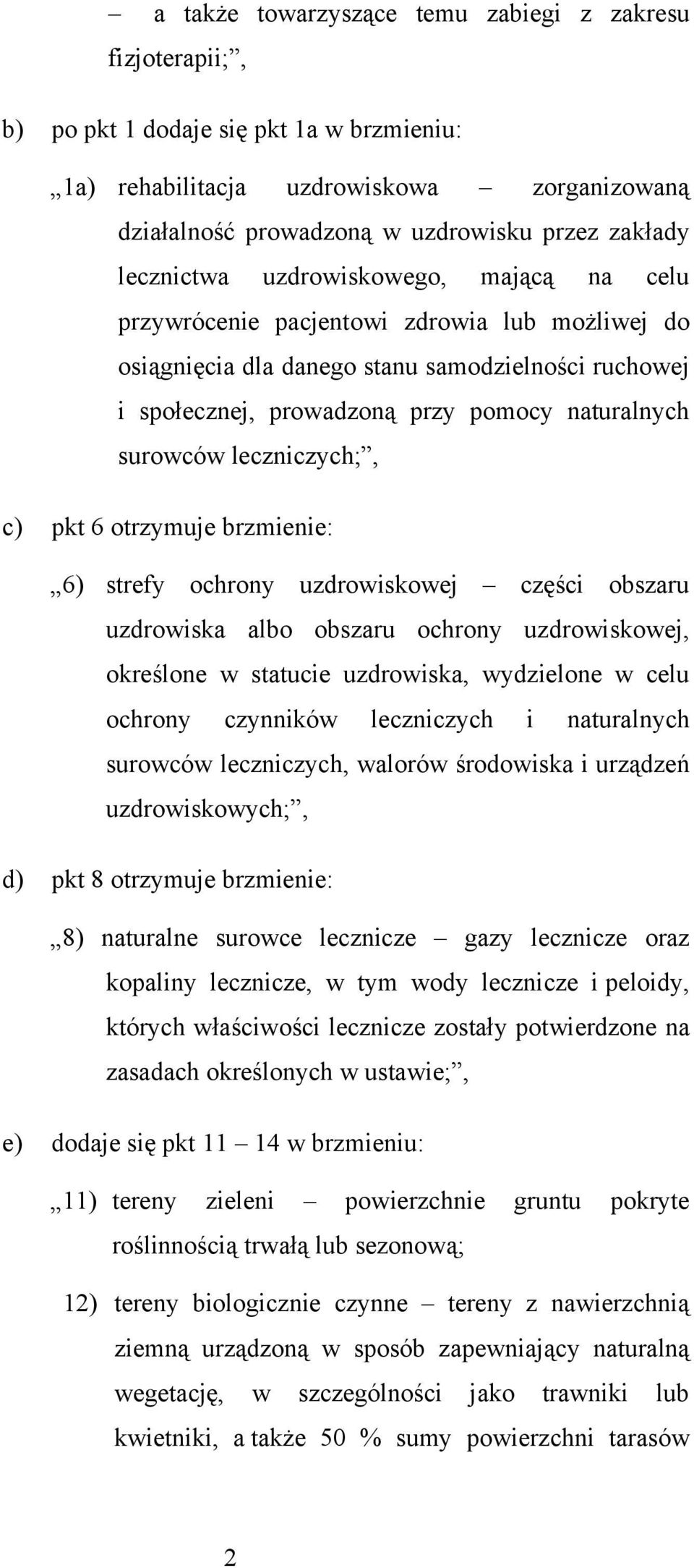 surowców leczniczych;, c) pkt 6 otrzymuje brzmienie: 6) strefy ochrony uzdrowiskowej części obszaru uzdrowiska albo obszaru ochrony uzdrowiskowej, określone w statucie uzdrowiska, wydzielone w celu