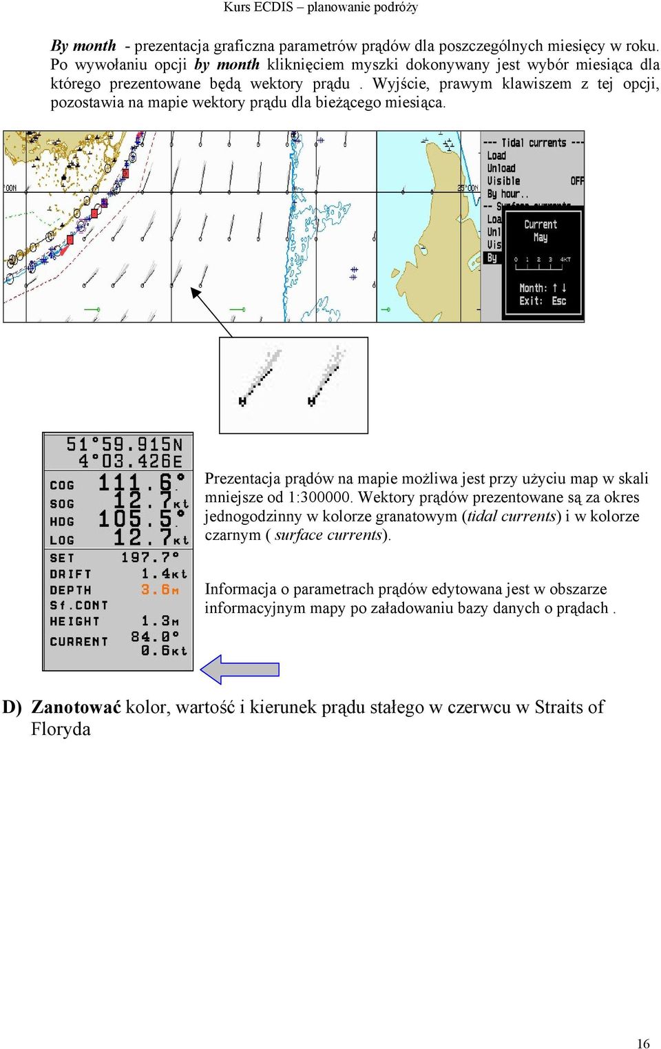 Wyjście, prawym klawiszem z tej opcji, pozostawia na mapie wektory prądu dla bieżącego miesiąca.