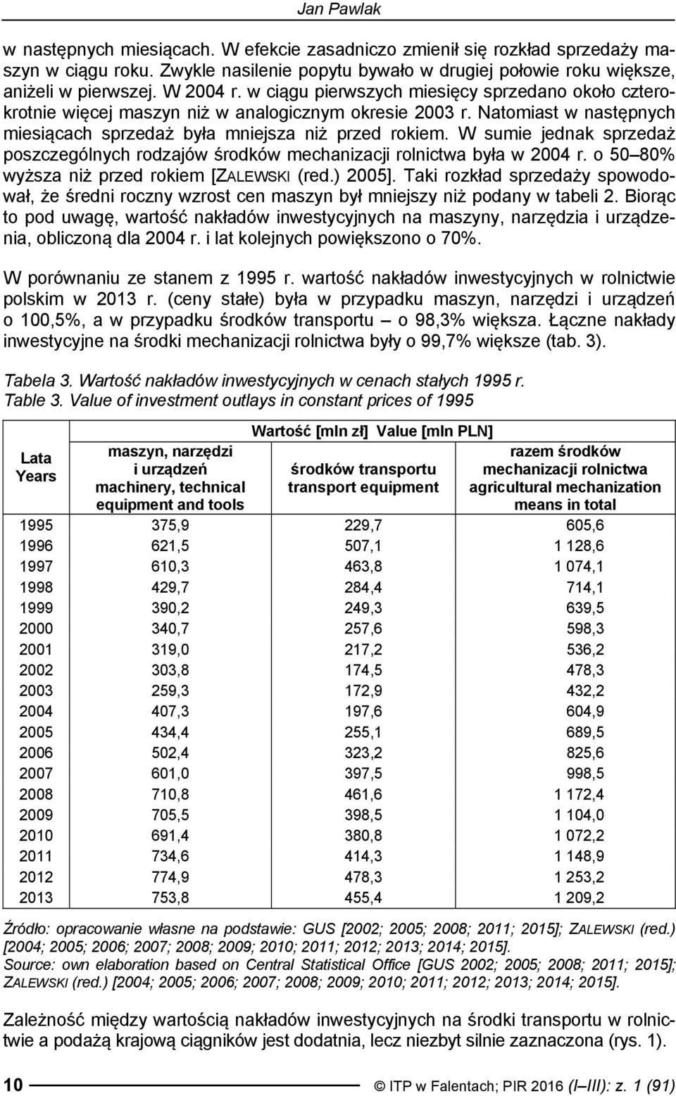 W sumie jednak sprzedaż poszczególnych rodzajów środków mechanizacji rolnictwa była w 2004 r. o 50 80% wyższa niż przed rokiem [ZALEWSKI (red.) 2005].