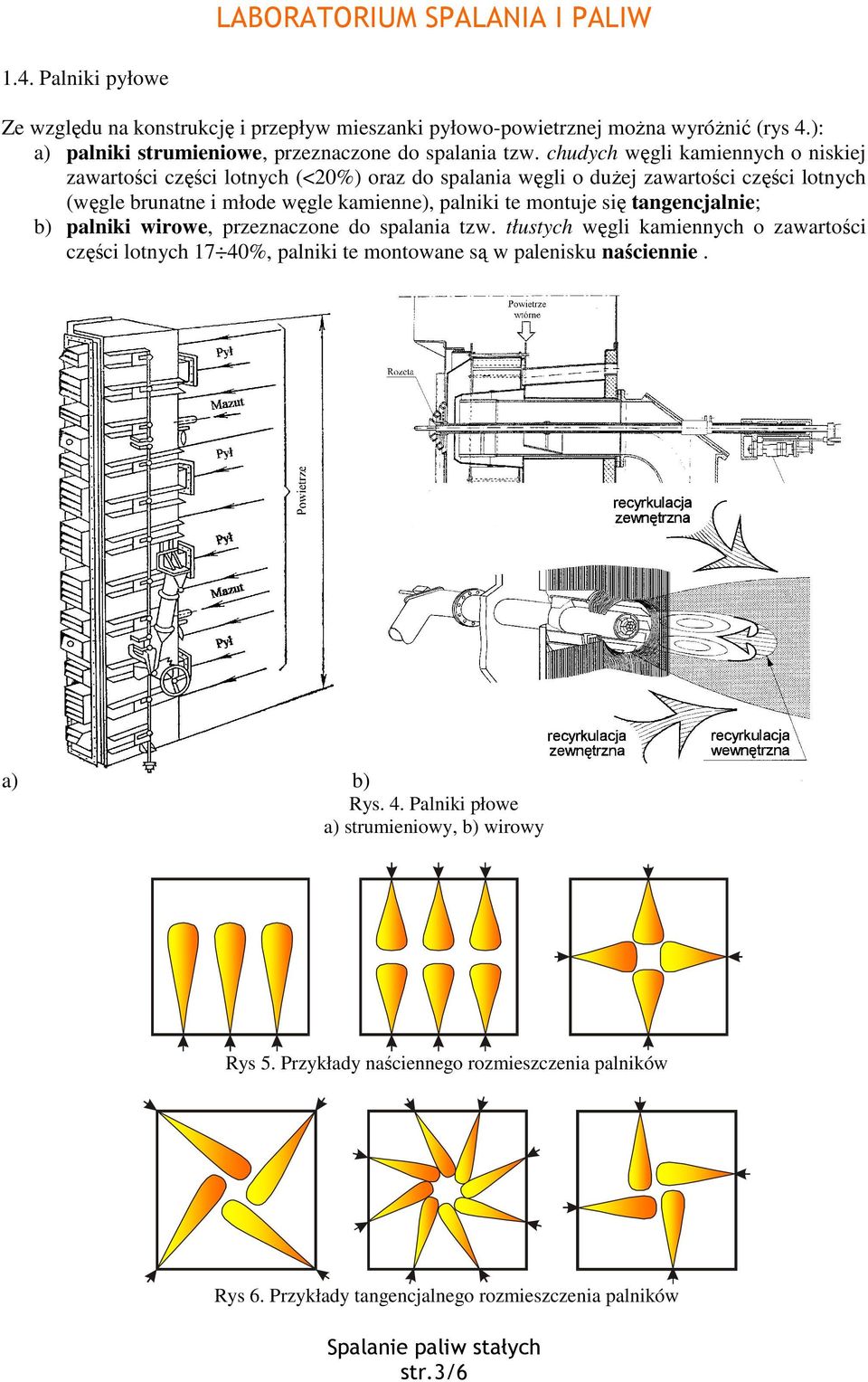 te montuje się tangencjalnie; b) palniki wirowe, przeznaczone do spalania tzw.