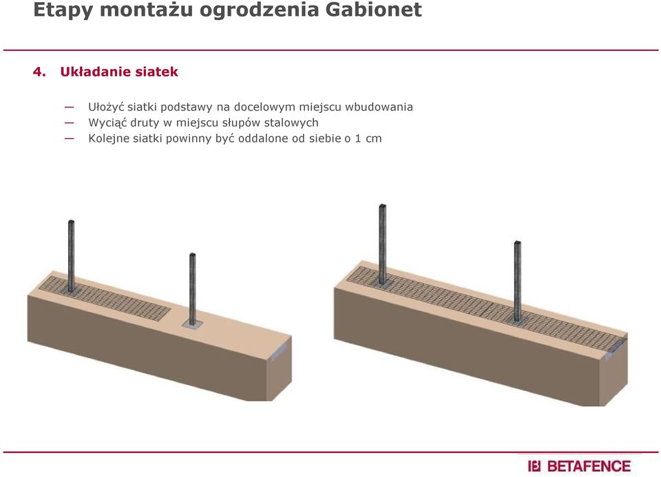Wyciąć druty w miejscu słupów stalowych