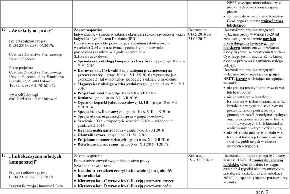 pl email: szkolenia@cdf.lukow.