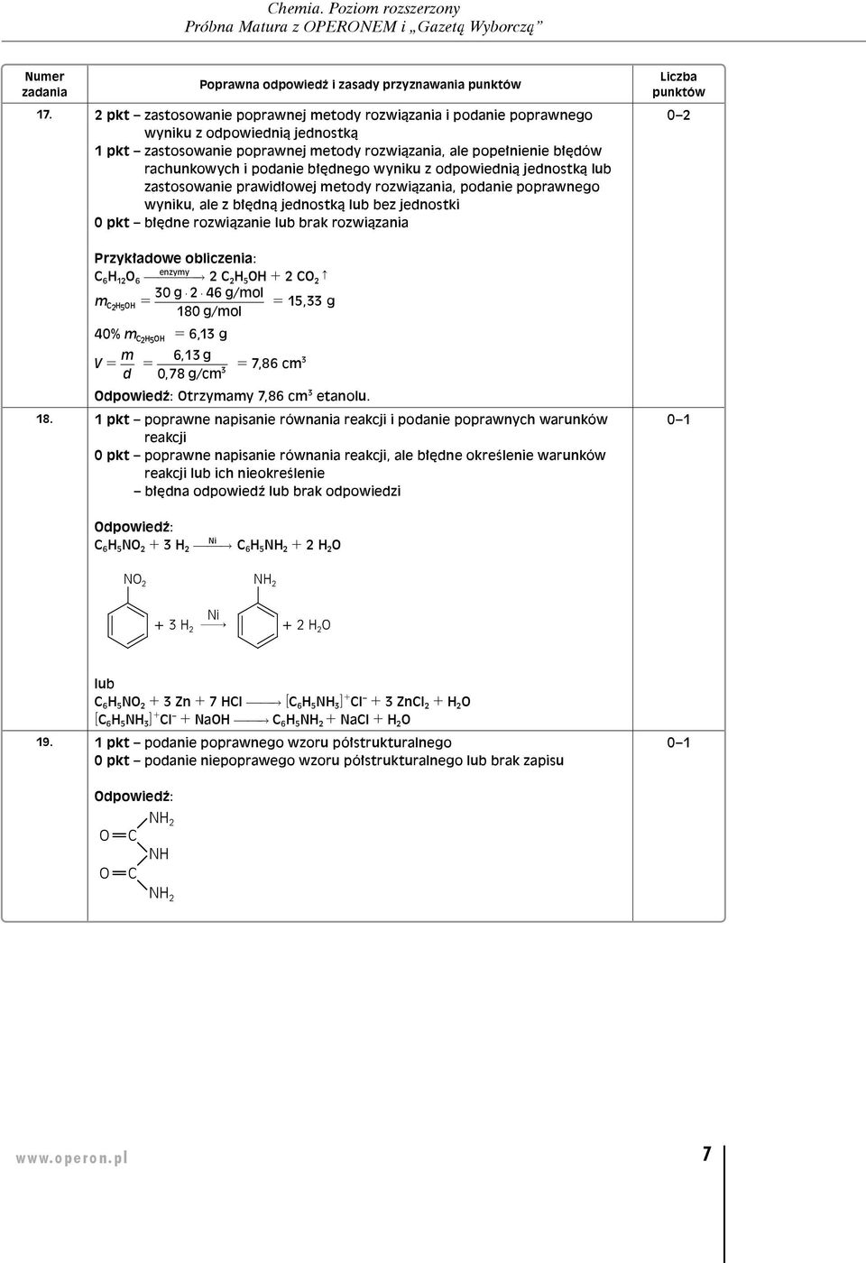 g/mol 40% m C = 6,1 g H5OH V = m d = 61, g = 7,86 cm 078, g/cm Otrzymamy 7,86 cm etanolu. 18.