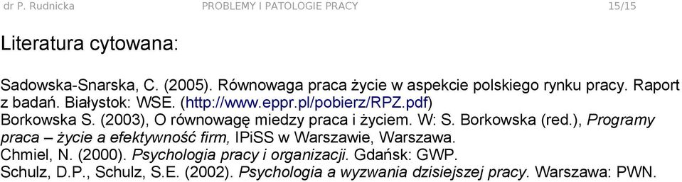 pdf) Borkowska S. (2003), O równowagę miedzy praca i życiem. W: S. Borkowska (red.