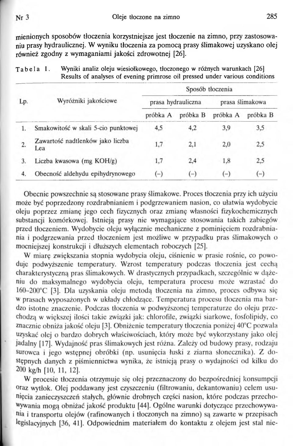 W wyniku tłoczenia za pom ocą prasy ślimakowej uzyskano olej również zgodny z wymaganiami jakości