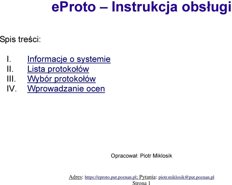 Lista protokołów III.