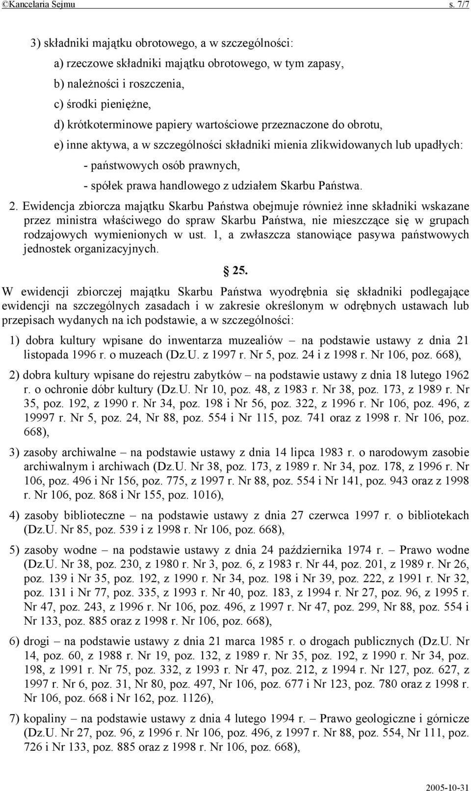 przeznaczone do obrotu, e) inne aktywa, a w szczególności składniki mienia zlikwidowanych lub upadłych: - państwowych osób prawnych, - spółek prawa handlowego z udziałem Skarbu Państwa. 2.