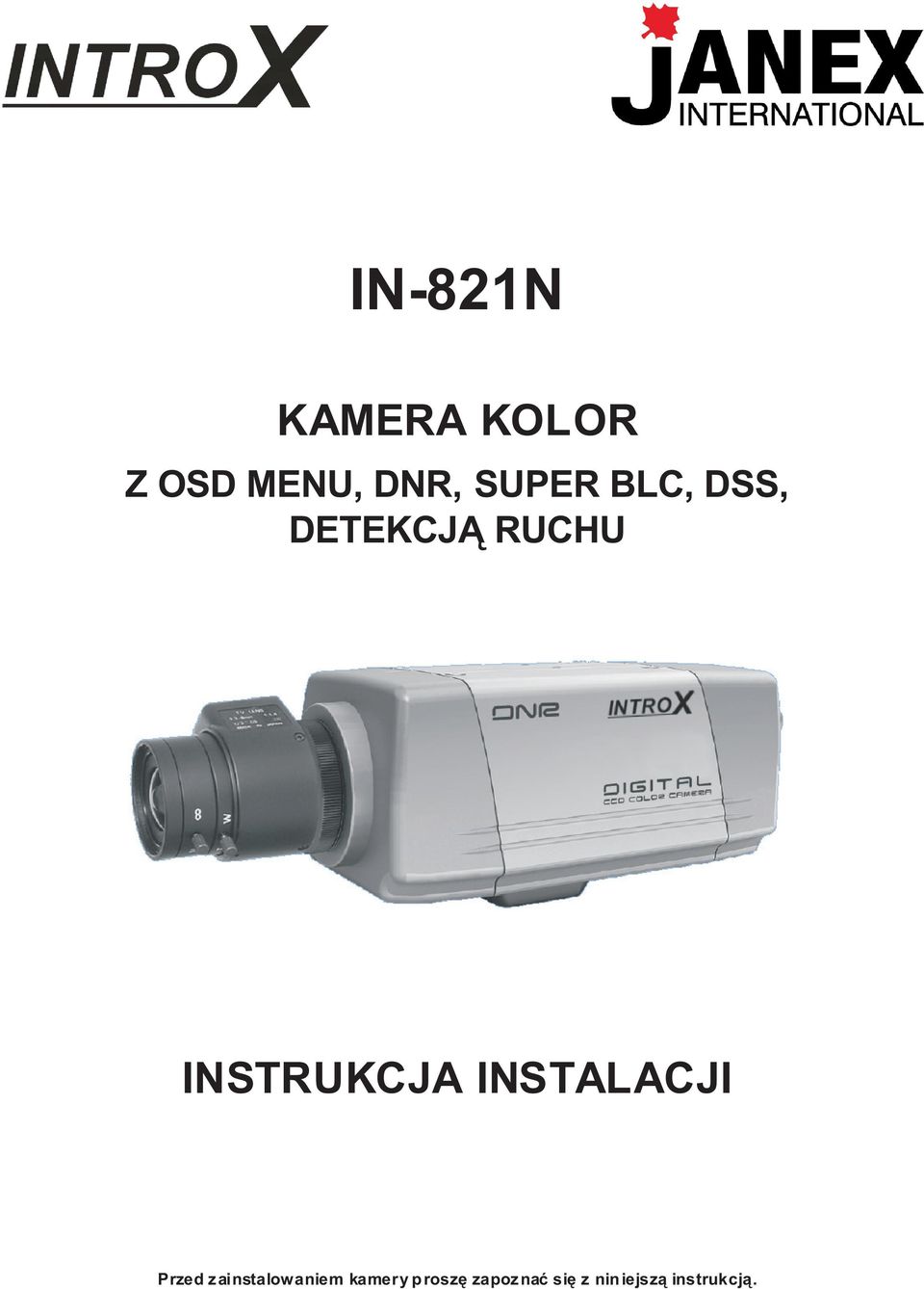 IN-821N KAMERA KOLOR Z OSD MENU, DNR,