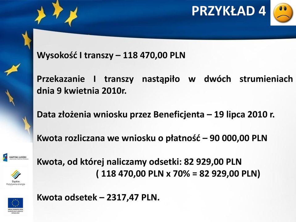 Data złożenia wniosku przez Beneficjenta 19 lipca 2010 r.