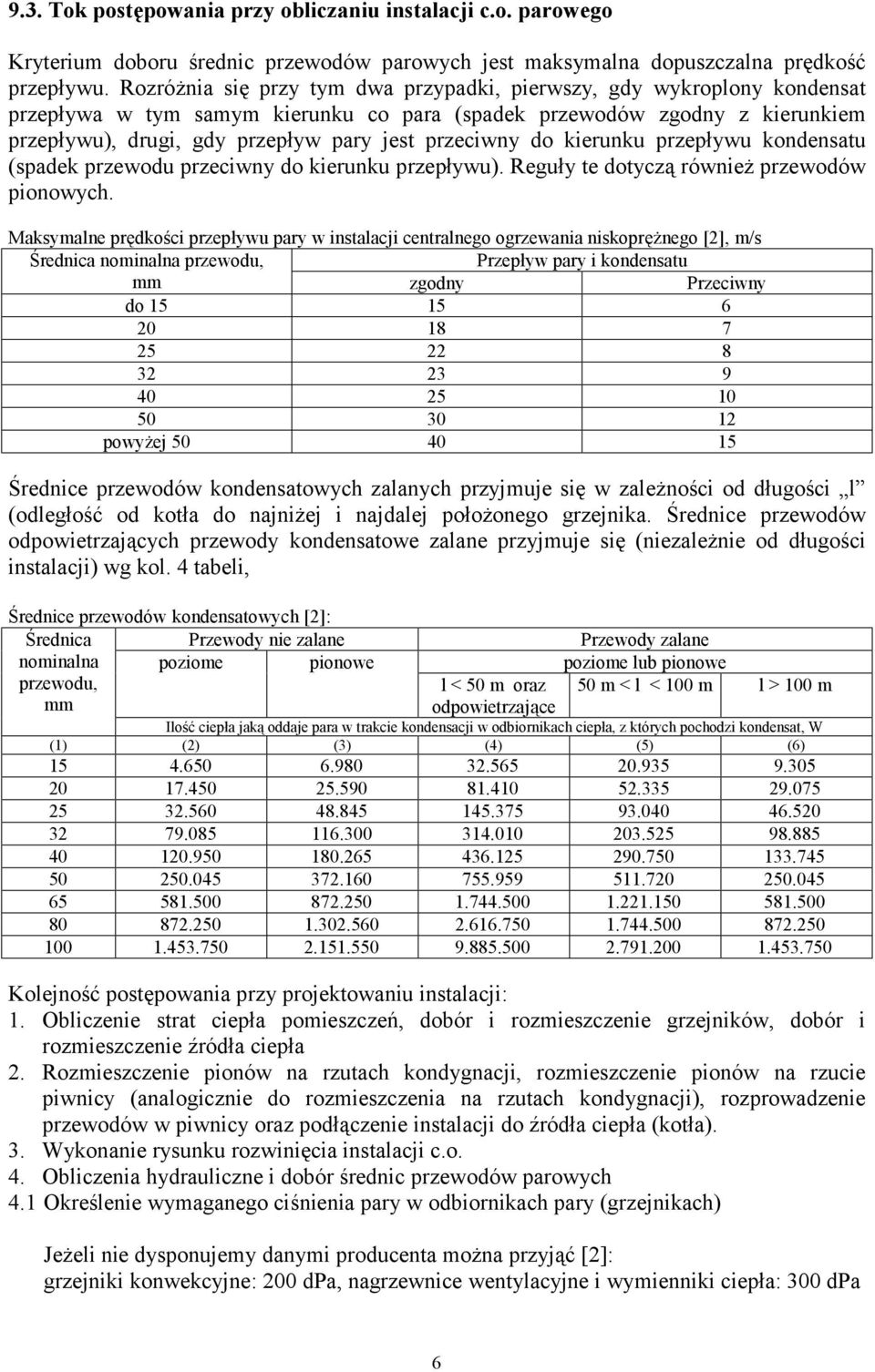 przeciwny do kierunku przepływu kondensatu (spadek przewodu przeciwny do kierunku przepływu). Reguły te dotyczą również przewodów pionowych.