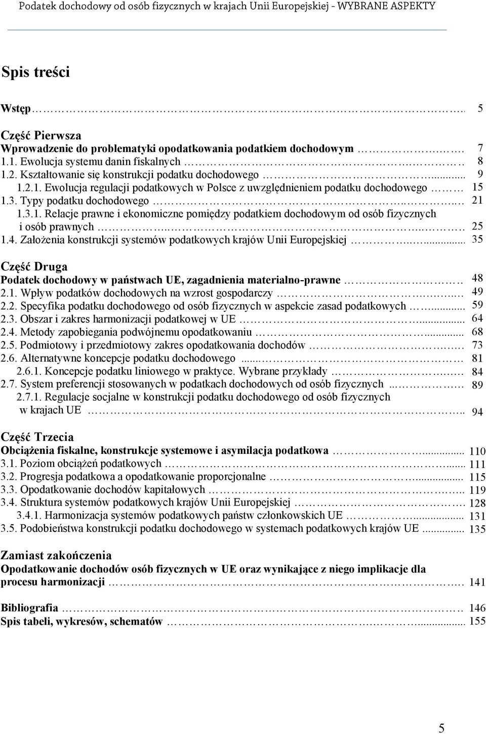 ... 1.4. Założenia konstrukcji systemów podatkowych krajów Unii Europejskiej..... Część Druga Podatek dochodowy w państwach UE, zagadnienia materialno-prawne 48 2.1. Wpływ podatków dochodowych na wzrost gospodarczy.