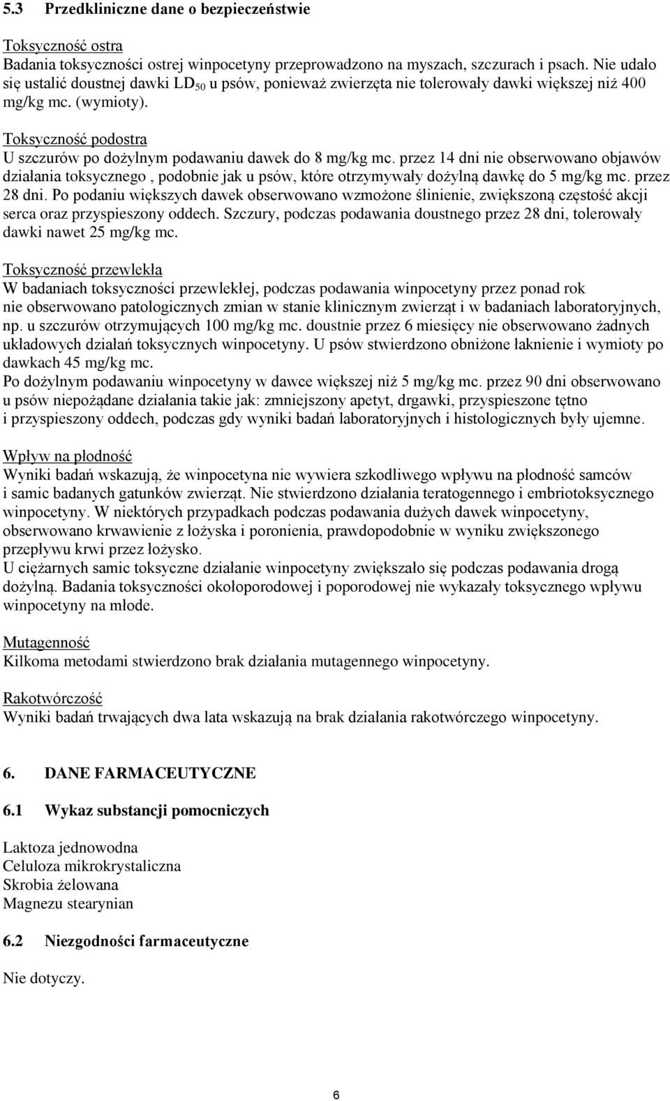 Toksyczność podostra U szczurów po dożylnym podawaniu dawek do 8 mg/kg mc.