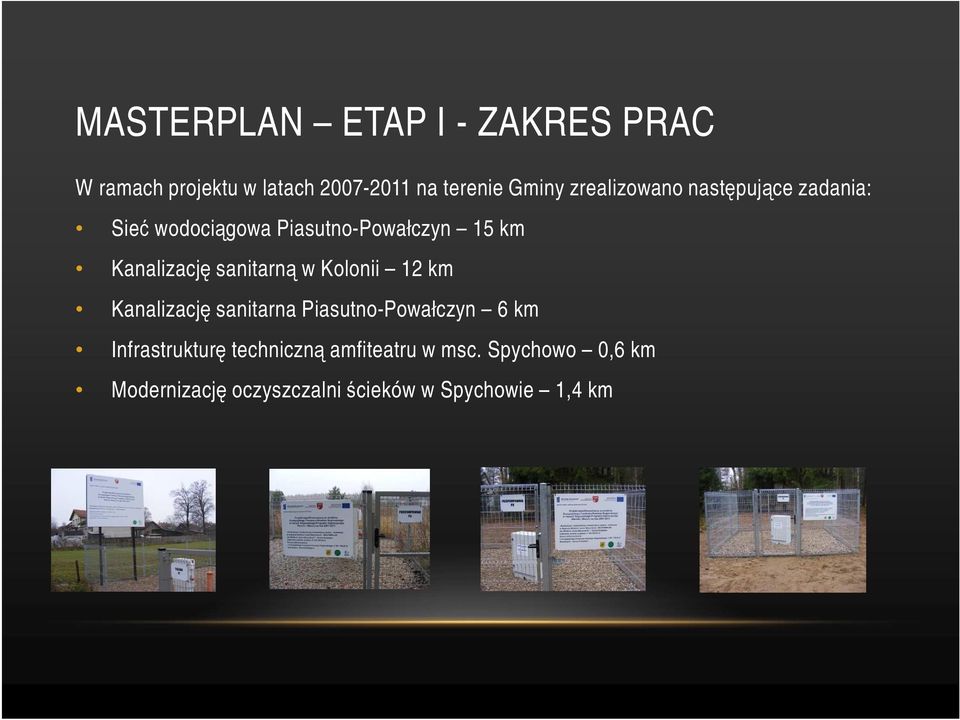sanitarną w Kolonii 12 km Kanalizację sanitarna Piasutno-Powałczyn 6 km Infrastrukturę