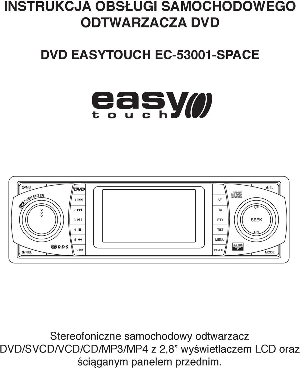 samochodowy odtwarzacz DVD/SVCD/VCD/CD/MP3/MP4 z