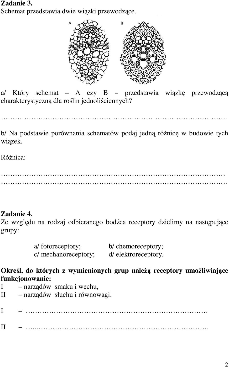 . b/ Na podstawie porównania schematów podaj jedną róŝnicę w budowie tych wiązek. RóŜnica:. Zadanie 4.