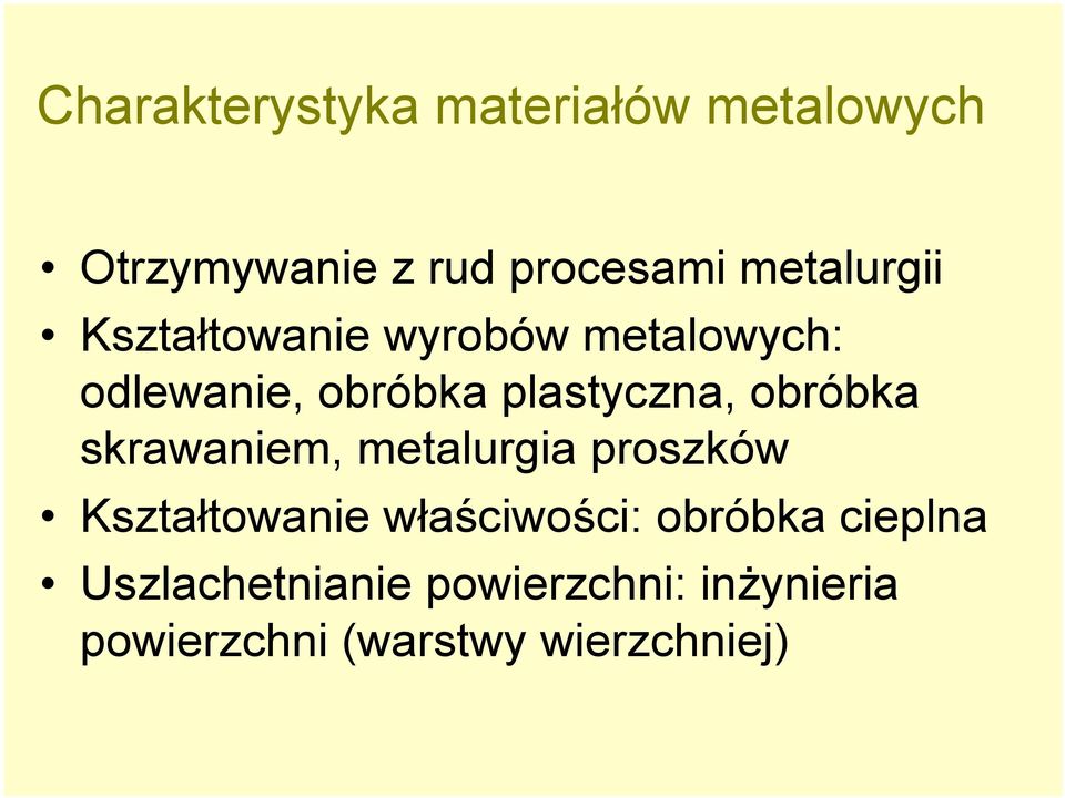 plastyczna, obróbka skrawaniem, metalurgia proszków Kształtowanie
