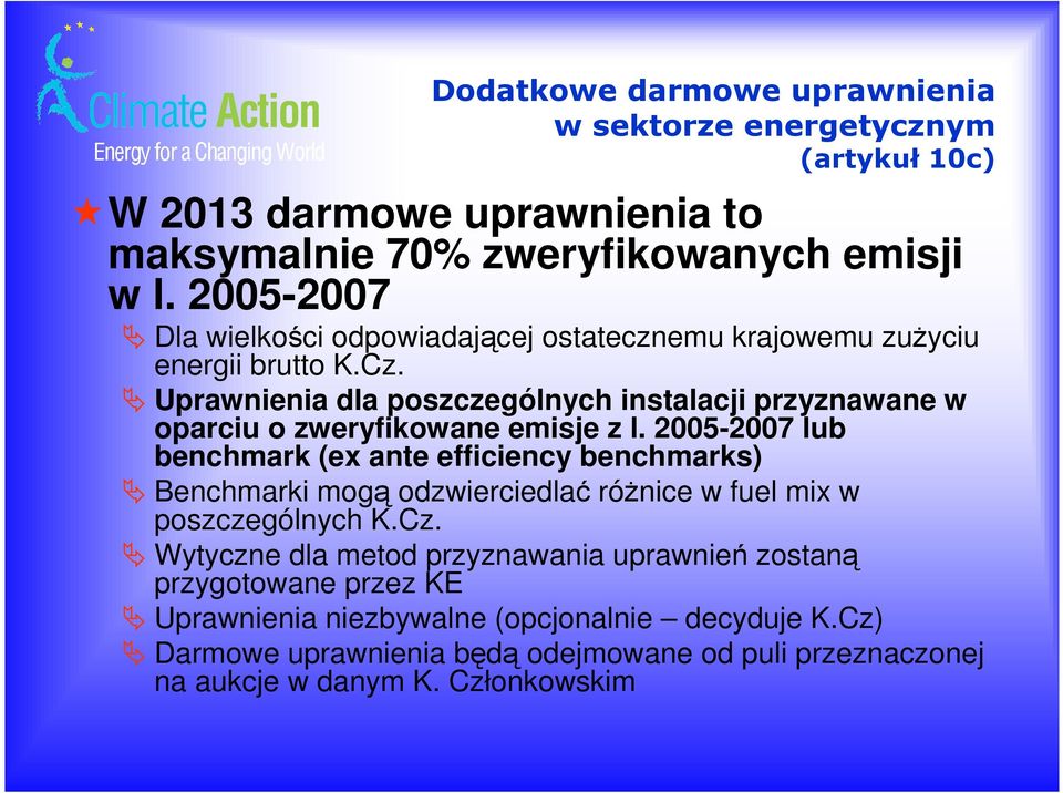 Uprawnienia dla poszczególnych instalacji przyznawane w oparciu o zweryfikowane emisje z l.