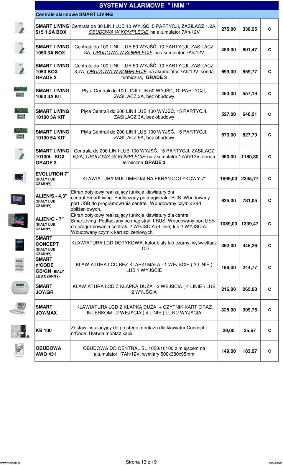 KOMPLECIE na akumulator 7Ah/12V Centrala do 100 LINII LUB 50 WYJŚĆ, 10 PARTYCJI, ZASILACZ 3,7A, OBUDOWA W KOMPLECIE na akumulator 7Ah/12V, sonda termiczna, GRADE 3 Płyta Centrali do 100 LINII LUB 50