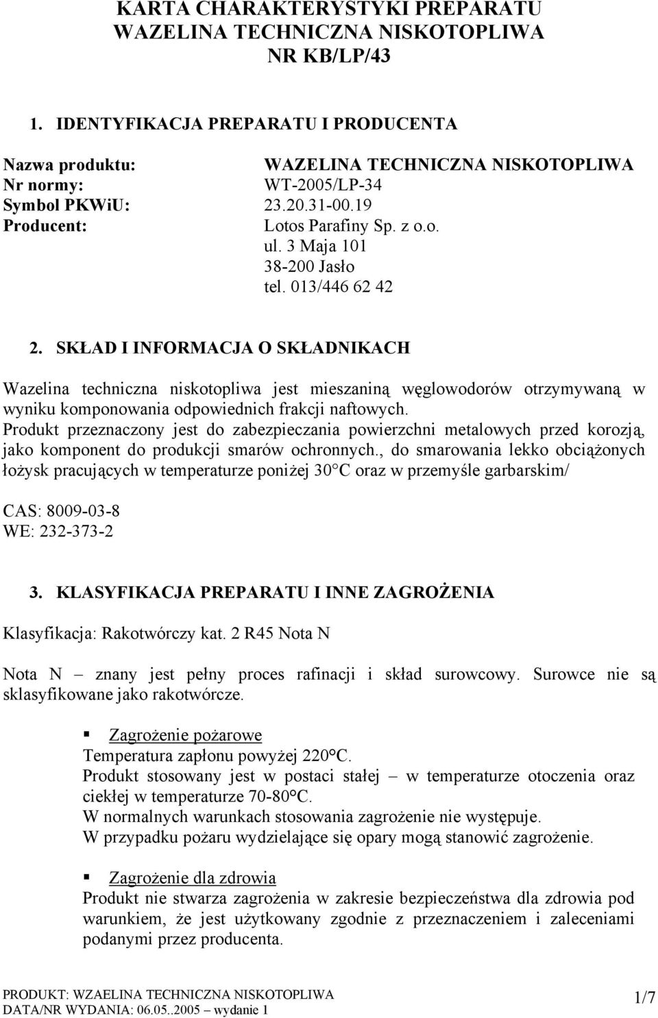 3 Maja 101 38-200 Jasło tel. 013/446 62 42 2.