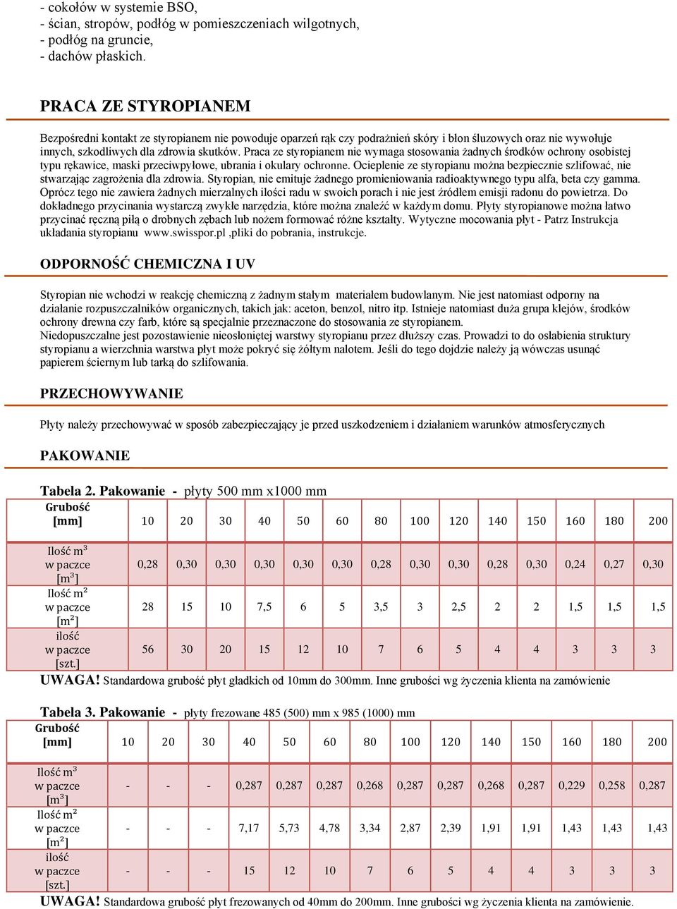 Praca ze styropianem nie wymaga stosowania żadnych środków ochrony osobistej typu rękawice, maski przeciwpyłowe, ubrania i okulary ochronne.