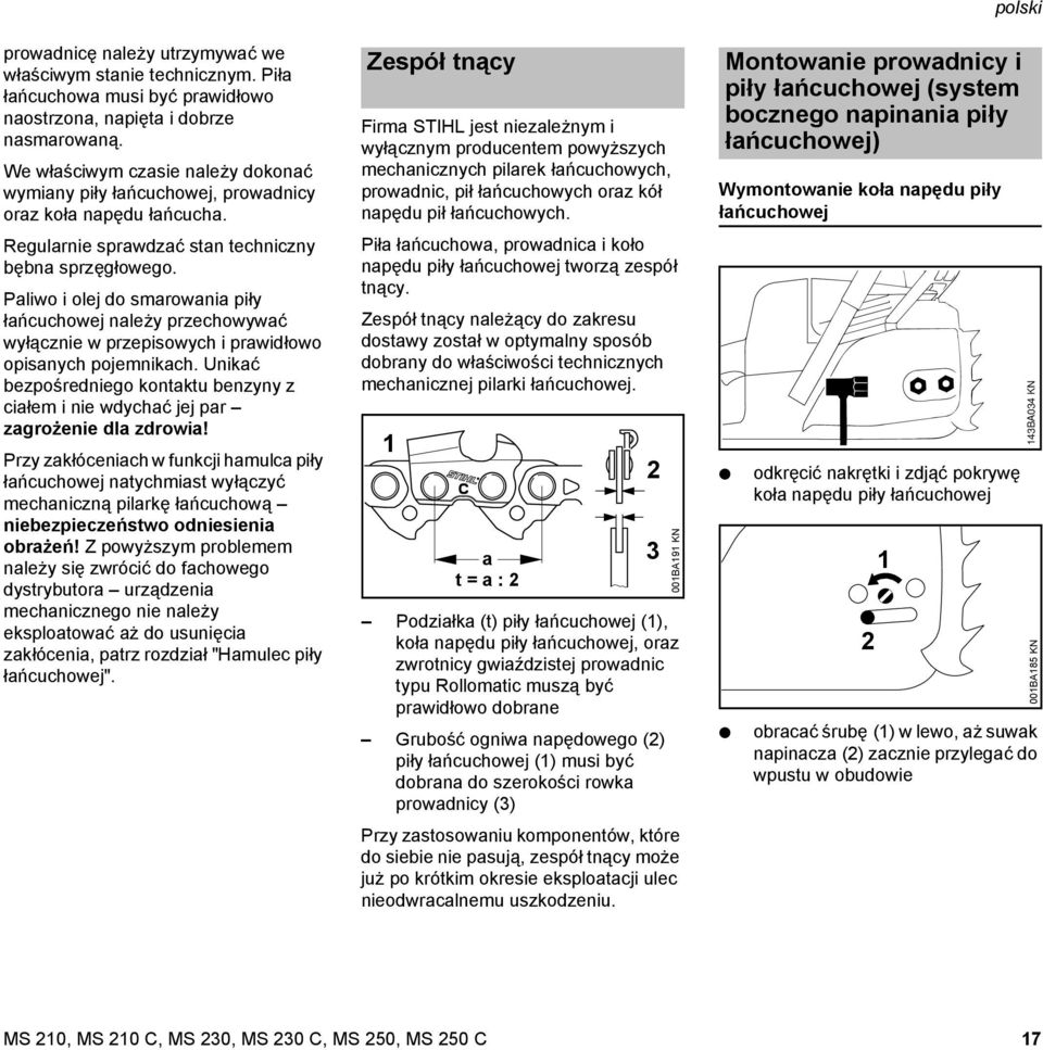 Stihl Ms 210 230 250 Instrukcja Uzytkowania Pdf Darmowe Pobieranie