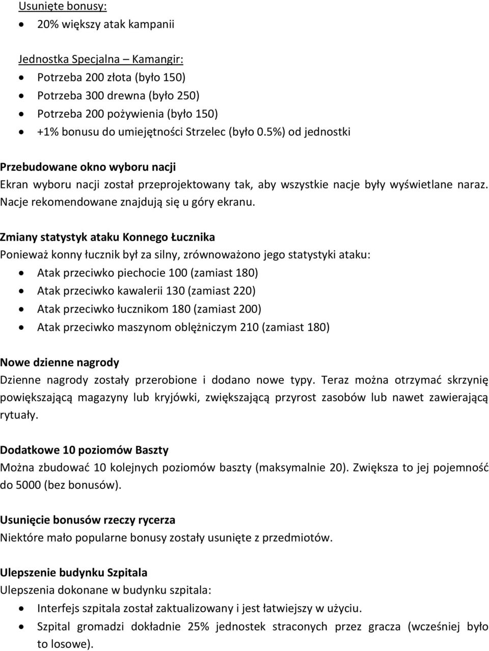Nacje rekomendowane znajdują się u góry ekranu.