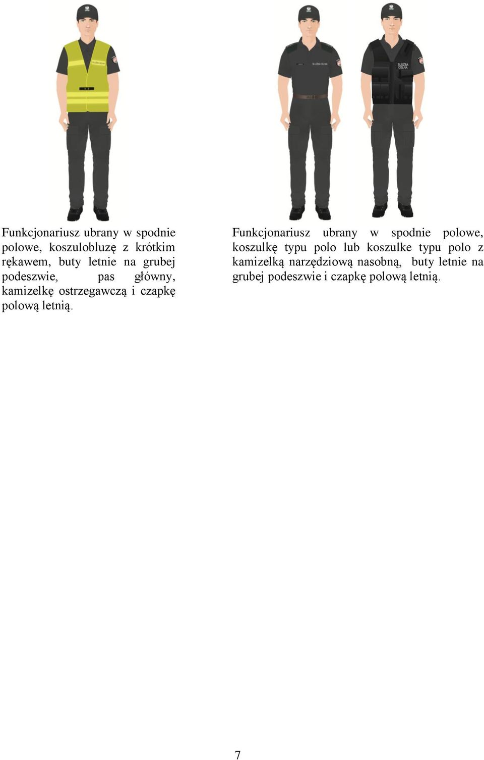 Funkcjonariusz ubrany w spodnie polowe, koszulkę typu polo lub koszulke typu polo z